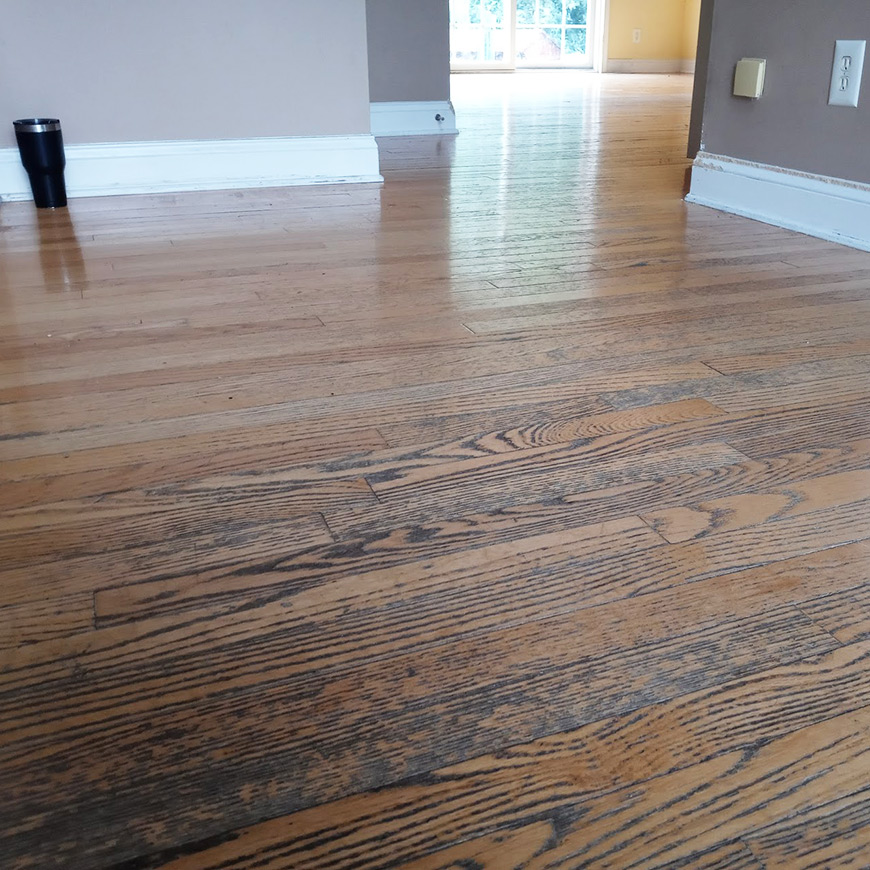 living room floor finish worn through