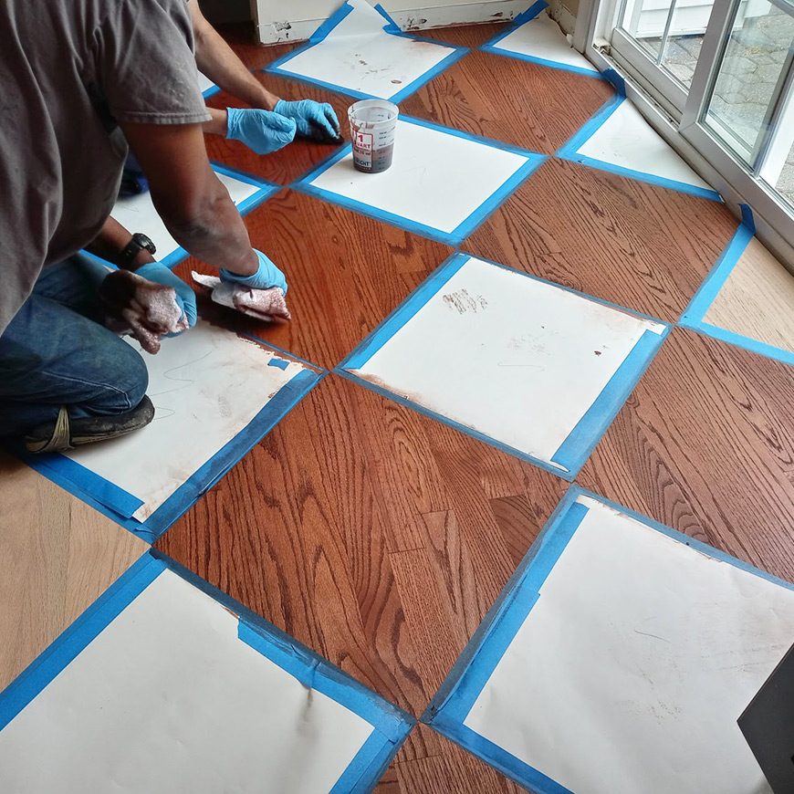 staining checkered floor in Camden County NJ