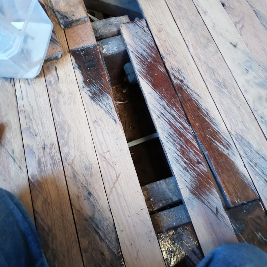 repairs needed in the old pine flooring