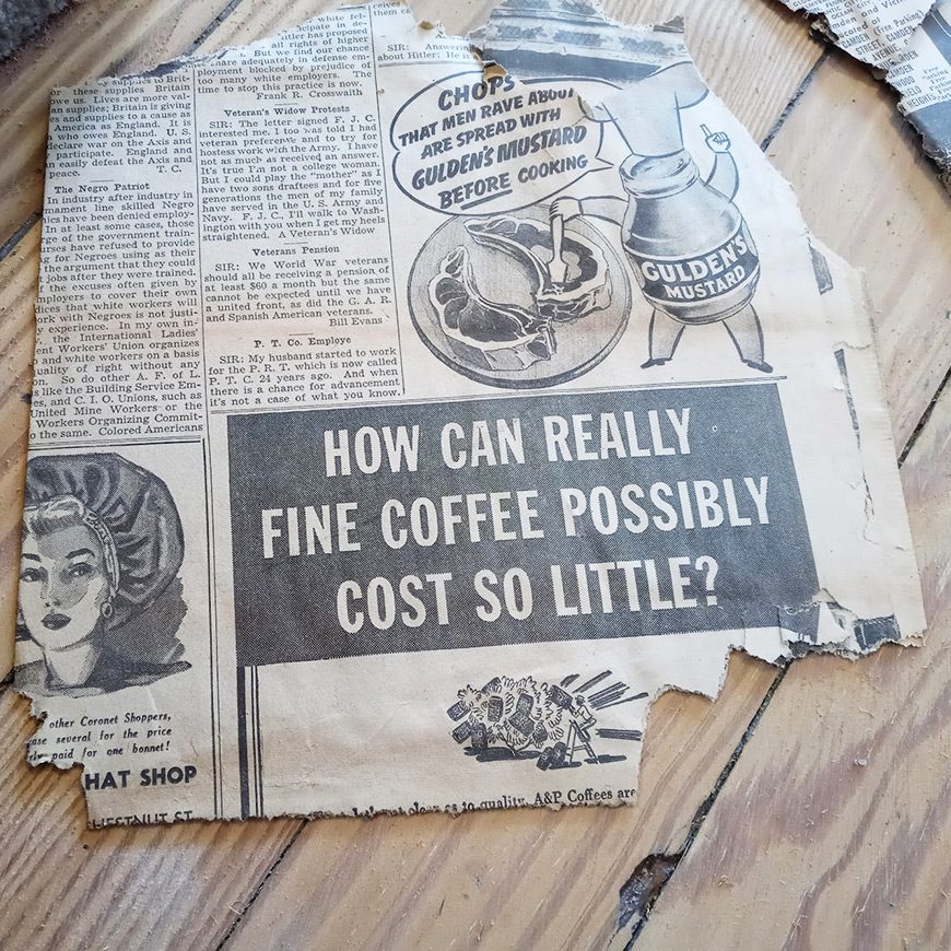 old newspaper under floor