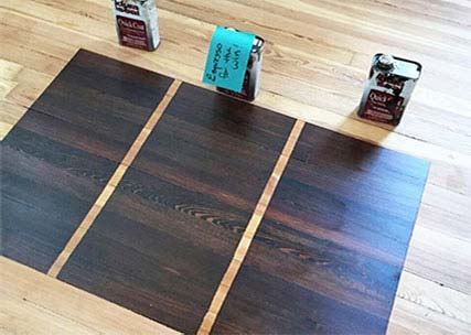 stain samples on wood floor